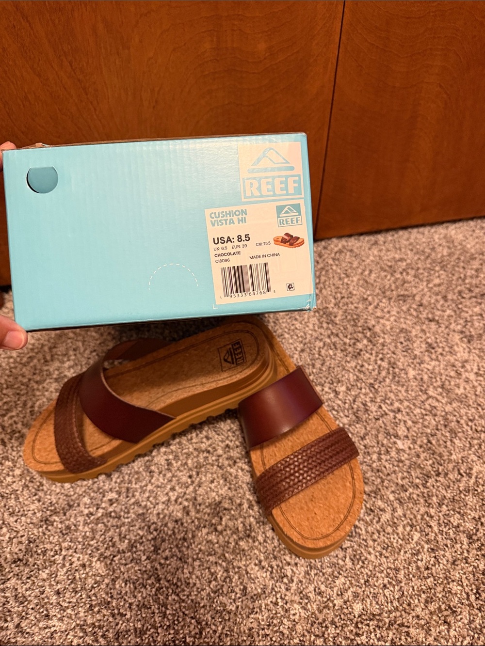 Reef Kids Cushion Vista Hi Brown/Tan Slide Sandals